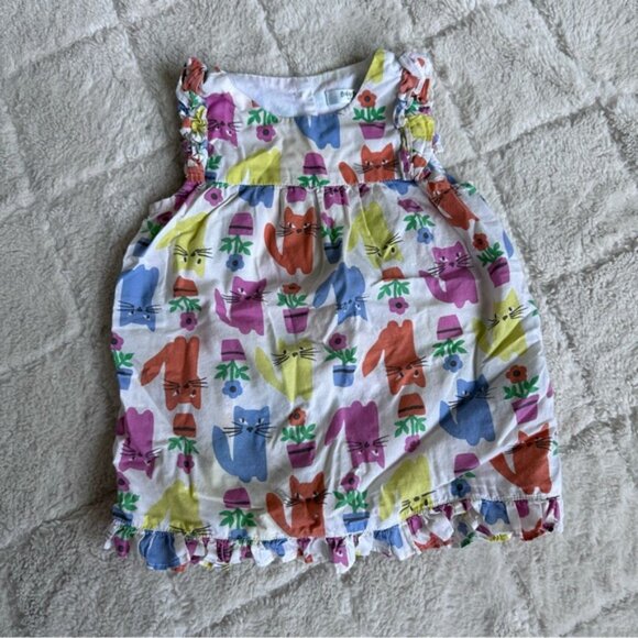Baby Boden | Allover Cat Print Sleeveless Summer Dress | Size 12-18 Months - Picture 3 of 11